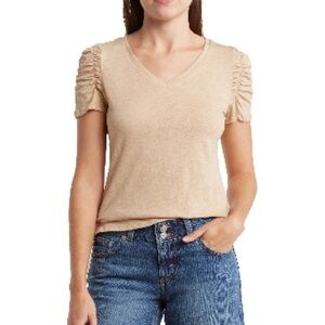 Industry Republic Rusched Short Sleeve T-shirt Tan Medium